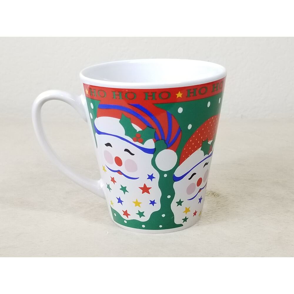 Christmas Riviera Van Beers Signature Coffee Mug Teacup 12oz Stoneware 4" Vtg